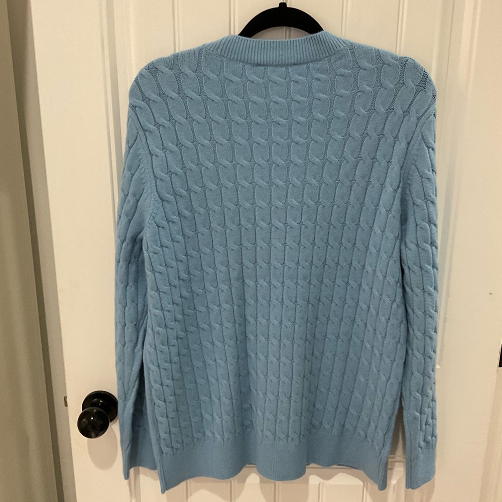 Ann Taylor Blue Cable Knit Cardigan Sweater - Picture 4 of 8